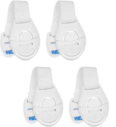 mapperz Child Safety Locks for Furniture Set of 4 White Baby Proofing Cabinet Locks Child Safety Strap Lock