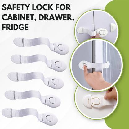 Life Zest White Safety Strap Locks – Pack of 5 Adjustable Baby Proofing Straps Child Safety Strap Lock