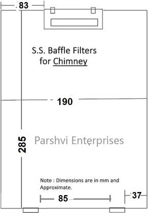 parshvi SS BAFFLE FILTER KITCHEN CHIMNEY STANDARD SIZE(28.5/19 CM) 285/190mm PACK OF 2 Chimney Starter