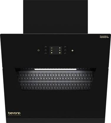 Beyond Appliances ELARA 60CM SMART SLANT CHIMNEY Auto Clean Filterless | Smart AI Dashboard, Motion Sensor & Speakers | Touch Control | Radio | Whistle Counter | Black Wall Mounted Black 1500 CMH Chimney