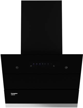 Crompton CHD-ISI60FLE-EC Auto Clean Slant Glass 60 cm| Intelli Auto Clean| Low Noise Wall Mounted Black 1352 CMH Chimney