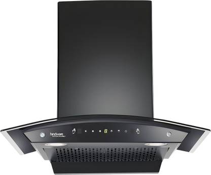 Hindware DIVINA 75 | Filter-Less | Powerful Suction | 3 Speed Gesture Control | Auto Clean Wall Mounted Black 1200 CMH Chimney