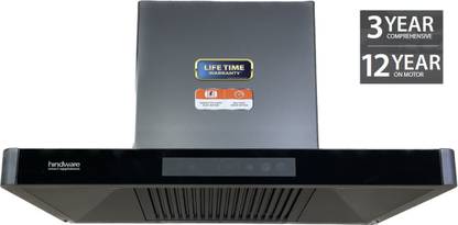 Hindware MARCELLA 90CM 1700CMH; ENERGY EFFICENT BLDC MOTOR AND MOTION SENSOR (YEAR 2023) Auto Clean Wall Mounted GREY 1700 CMH Chimney