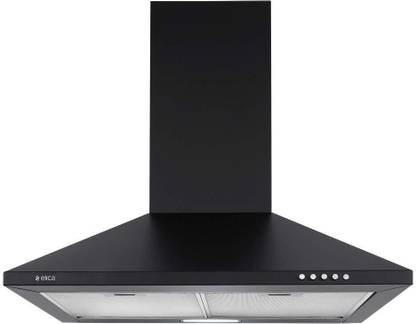 Elica Strip CF 60 Nero Pyramid Shape 60cm| 3 Layer Mesh filter|Powerful suction |Low Noise |LED Lamp | Push Button Control Wall Mounted Black 880 CMH Chimney