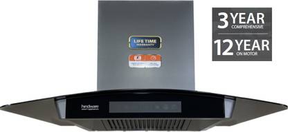 Hindware RAYLENE 90CM 1700CMH; ENERGY EFFICENT BLDC MOTOR AND MOTION SENSOR (YEAR 2023) Auto Clean Wall Mounted GREY 1700 CMH Chimney