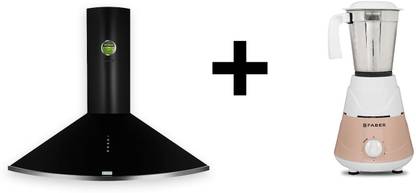 FABER COMBO (HOOD TENDER 3D PB BK 90 + MIXER) Wall Mounted Black 1095 CMH Chimney