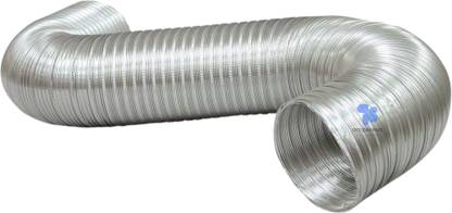 AMPEREUS Chimney Pipe 5-Inch 10 Ft |Kitchen Chimney Exhaust Duct Aluminium Pipe Wall and Ceiling Mounted Silver 1000 CMH Chimney