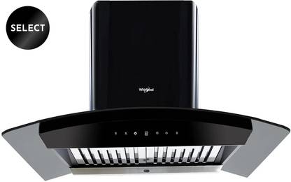 Whirlpool CG 901 HAC HOOD Auto Clean Curved Glass 90cm| 10 Years Motor Warranty| 3 Layer Baffle filter|Powerful suction |Gesture Control|Low Noise Wall Mounted Black 1200 CMH Chimney