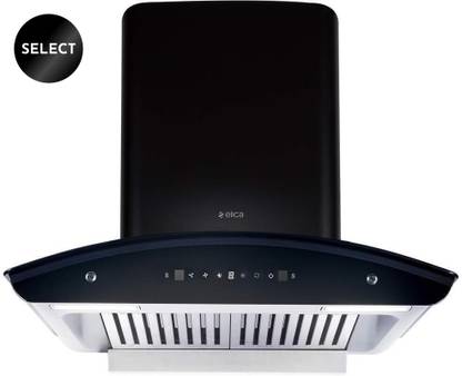 Elica WD TBF HAC 60 MS NERO Auto Clean Curved Glass 60 cm| 15 Years Motor Warranty| Heat Autoclean| Gesture Control| Baffle Filter|Powerful Suction | Low Noise Wall Mounted Black 1500 CMH Chimney