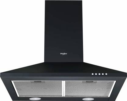 Whirlpool CLASSIC CF 60 BK HOOD Pyramid Shape 60cm| 5 Years Motor Warranty| 3 Layer Mesh filter|Powerful suction |Low Noise | LED Lamp | Push Button Control Wall Mounted Black 750 CMH Chimney