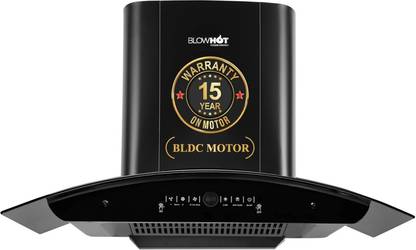 BLOWHOT ERICA L 90cm, Motion Sensor & Touch Control, BLDC Motor, Autoclean, Filterless Auto Clean Wall Mounted Black 1650 CMH Chimney