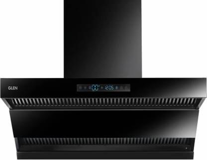 Glen 6076 Chimney with Double Draft Suction, Inverter Technology, BLDC Motor, 75CM Auto Clean Wall Mounted BLACK 1400 CMH Chimney
