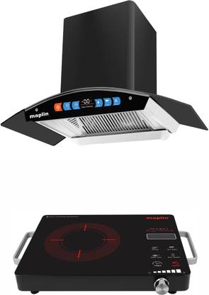 Maplin Combo of Infra Ray Cooker (S24) and BLDC-75cm Auto Clean Wall Mounted Black 1400 CMH Chimney