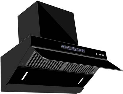 FABER Hood-Alpine-FL HC BK 90 Auto Clean Semi Inclined| Touch & Gesture Control | Autoclean| Powerful Suction |Filterless Technology| Low Noise Wall Mounted Black 1500 CMH Chimney