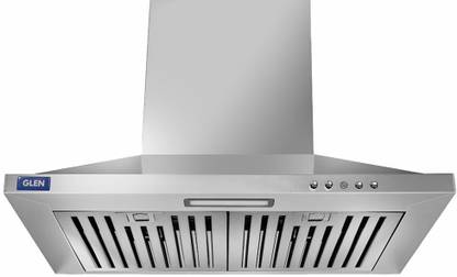 Glen (6050 IN SS) Electric Kitchen Chimney, Pyramid Shape SS Baffle filters 60cm Wall Mounted Silver 1100 CMH Chimney