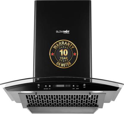 BLOWHOT Acura S BAC Filterless,Touch Control + Motion Sensor, Recycling Mode Auto Clean Wall Mounted Black 1350 CMH Chimney