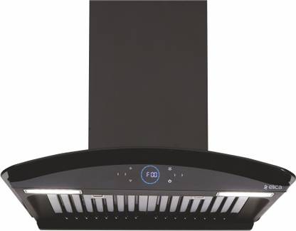 Elica iSMART GLACE HAC BF LTW 60 NERO Auto Clean Curved Glass 60 cm | BLDC Motor| Intelli-Sense 25 Speed Control | 15 Years Warranty| Heat Autoclean| Gesture Control|Baffle Filter Wall Mounted Black 1425 CMH Chimney