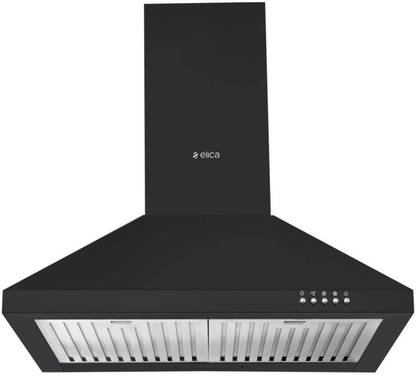 Elica ACE 260 NERO Pyramid Shape 60cm| 5 Years Motor Warranty| 3 Layer Baffle filter|Powerful suction |Low Noise | LED Lamp | Push Button Control Wall Mounted Black 1100 CMH Chimney