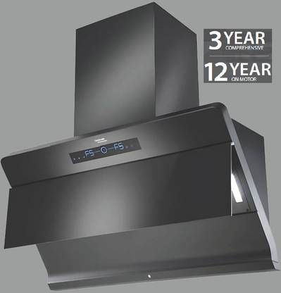 Hindware FLORENCE 90CM 1550CMH;9 SPEED ENERGY EFFICENT BLDC MOTOR AND MOTION SENSOR Auto Clean Wall Mounted BLACK 1550 CMH Chimney