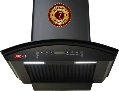 Ardnib Nova BK 60cm, Auto Clean Chimney with Gesture Control, 7 Yrs Motor Warranty, Auto Clean Wall Mounted Black 1450 CMH Chimney