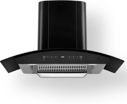 ONLINE 90 Cms Cremera, Motion Sensor Gesture with Digital Display, Filterless, Heat Auto Clean Wall Mounted Black 1300 CMH Chimney