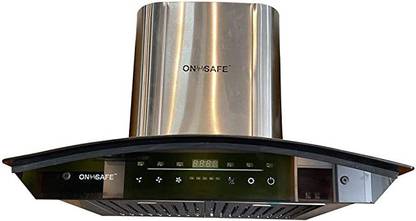 onsafe Modular Kitchen Chimneys 60 Cms 850m3/h Suction Power,Push Control,Baffle Filter Auto Clean Wall and Ceiling Mounted Silver 1000 CMH Chimney