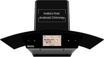 Beyond Appliances Asteria 90cm Android Chimney Filter-Less Auto Clean Filterless |Smart Screen & Speaker | Touch Control | Android Chimney Wall Mounted Black 1408 CMH Chimney