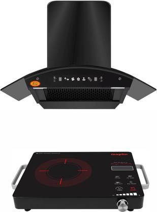 Maplin Combo of Infra Ray Cooker (S24) and NET-3Feet Auto Clean Wall Mounted Black 1400 CMH Chimney