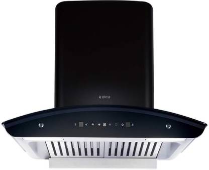 Elica WD TBF HAC 60 MS NERO Auto Clean Curved Glass 60 cm| 15 Years Motor Warranty| Heat Autoclean| Gesture Control| Baffle Filter|Powerful Suction | Low Noise Wall Mounted Black 1500 CMH Chimney