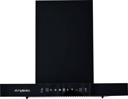 Amplesta Sereno Auto Clean T-Shape 60cm, Touch & Gesture Control, Filterless, Low Noise Auto Clean Wall Mounted Black 1350 CMH Chimney