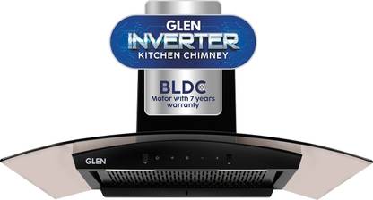 Glen Soundpro AC BLDC 90 cm Auto Clean Curved Glass 90 cm|BLDC Motor|Touch & Gesture Control| Autoclean| Filterless|Powerful Suction | Low Noise Wall Mounted black 1200 CMH Chimney