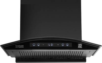 Hindware Smart Appliances Sancia BLDC 60 Auto Clean | Curved Glass | Filterless | Touch Control | Motion Sensor | Energy Efficient LED Light | Powerful Suction | Wall Mounted Black 1400 CMH Chimney