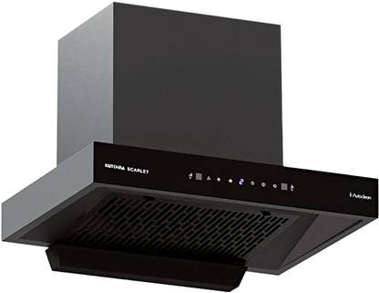Kutchina Scarlet 60 cm Chimney for Kitchen Intelligent Auto Clean Wall Mounted Black 1400 CMH Chimney
