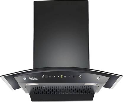 Hindware DIVINA 75 | Filter-Less | Powerful Suction | 3 Speed Gesture Control | Auto Clean Wall Mounted Black 1200 CMH Chimney