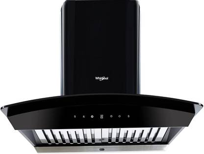 Whirlpool CG 601 HAC HOOD Auto Clean Curved Glass 60cm| 10 Years Motor Warranty| 3 Layer Baffle filter|Powerful suction |Gesture Control|Low Noise Wall Mounted Black 1200 CMH Chimney
