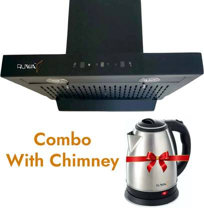 RUWA Jade 90 Filterless Auto Clean Wall Mounted Black 1350 CMH Chimney