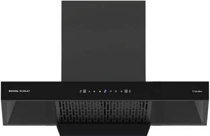 Kutchina Scarlet 90 cm Chimney for Kitchen Intelligent Auto Clean Wall Mounted Black 1400 CMH Chimney