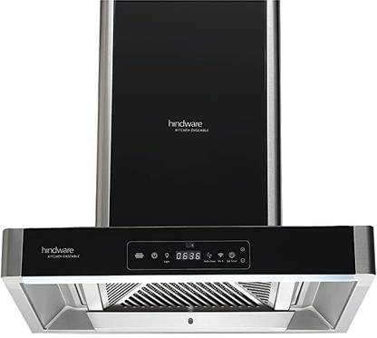 Hindware OPTIMUS IPRO 60 1350 CMH Auto Clean Wall Mounted BLACK GLASS, STAINLESS STEEL 1350 CMH Chimney