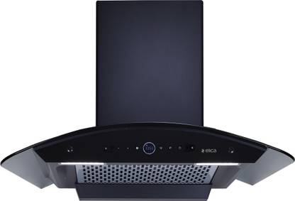 Elica PRO PLUS FL BLDC HAC LTW 75 MS NERO Auto Clean Curved Glass 75 CM | BLDC Motor with RPM Display | 15 Years Motor Warranty|Heat Autoclean| Gesture Control| Filterless|Powerful Suction | Low Noise Wall Mounted Black 1600 CMH Chimney