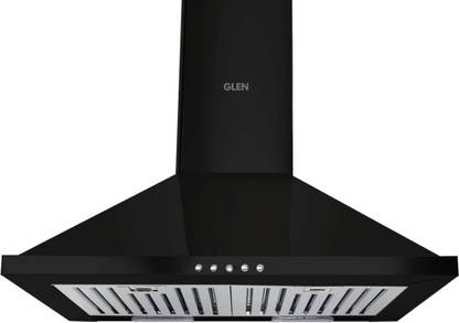Glen Chimney Mia BLK 60 1100M3 BF LTW Pyramid 60 cm| Baffle Filter | Low Noise Wall Mounted Black 1100 m3/h Chimney