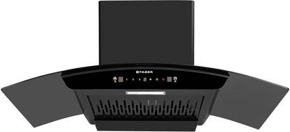 FABER HOOD SYDNEY IN HC SC FL 90 Auto Clean Curved Glass | Touch & Gesture Control | Autoclean| Powerful Suction |Filterless Technology| Low Noise Wall Mounted Black 1200 CMH Chimney