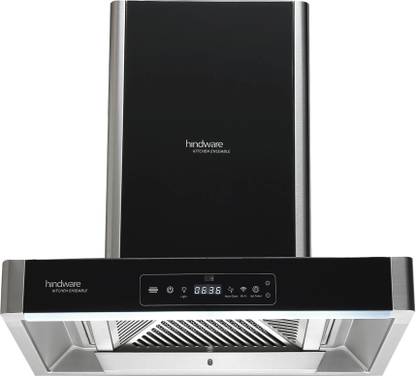 Hindware Smart Appliances Optimus i-pro 60 Auto Clean | Maxx Technology | T-Shape | Filterless | IOT Enabled | Touch with Gesture Control, Motion Sensor | Energy Efficient LED Light | Powerful Suction | Wall Mounted Black, Inox 1400 CMH Chimney