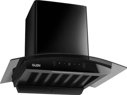 Glen ISPA AC BL 60CM Auto Clean Curved Glass 60 cm|Digital Display|Touch & Gesture Control| Autoclean| Filterless|Powerful Suction | Low Nois Wall Mounted Black 1200 CMH Chimney