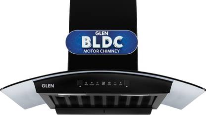 Glen ISPA BLDC AC BL 90cm Auto Clean Curved Glass 90 cm|BLDC Motor|Touch & Gesture Control| Autoclean| Filterless|Powerful Suction | Low Noise Wall Mounted Black 1400 CMH Chimney