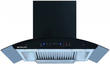 Sunblane Dynamic Auto 90cm 1400 m3/h Suction, Touch Control, 11 degree Baffle Filter Auto Clean Wall Mounted Black, Silver 1400 CMH Chimney