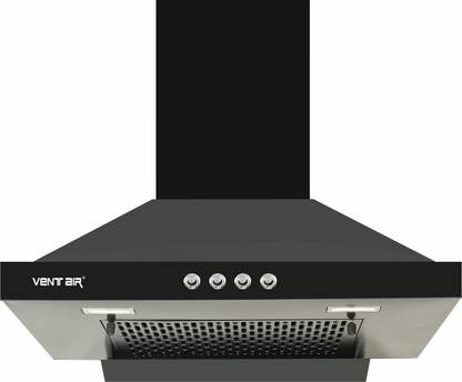 Ventair Chimney Prism Pyramid Shaped| Push Button | Powerful Suction Wall Mounted Black 1050 CMH Chimney