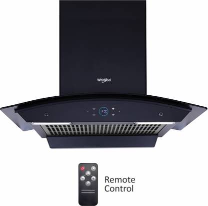 Whirlpool SMARTSENSE ZEN CGFL 604 HAC BLDC BK HOOD Auto Clean Curved Glass 60 cm | BLDC Motor| Smart-Sense Speed Control |Heat Autoclean| Gesture Control|Filterless| Powerful Suction | Low Noise Wall Mounted Black 1425 CMH Chimney