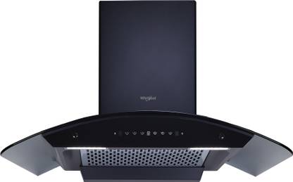 Whirlpool CGFL PRO 904 HAC BK HOOD Auto Clean Curved Glass 90 cm| 11 Years Motor Warranty| Heat Autoclean| Gesture Control| Filterless|Powerful Suction | Low Noise Wall Mounted Black 1600 CMH Chimney