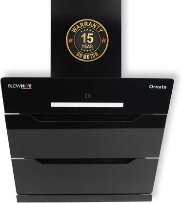 BLOWHOT 60cm Ornate Plus 1450 m3/h Suction, Filterless, Touch Control, Led Lights Auto Clean Wall Mounted Black 1450 CMH Chimney