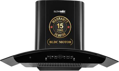 BLOWHOT ERICA L 90cm, Motion Sensor & Touch Control, BLDC Motor, Autoclean, Filterless Auto Clean Wall Mounted Black 1650 CMH Chimney